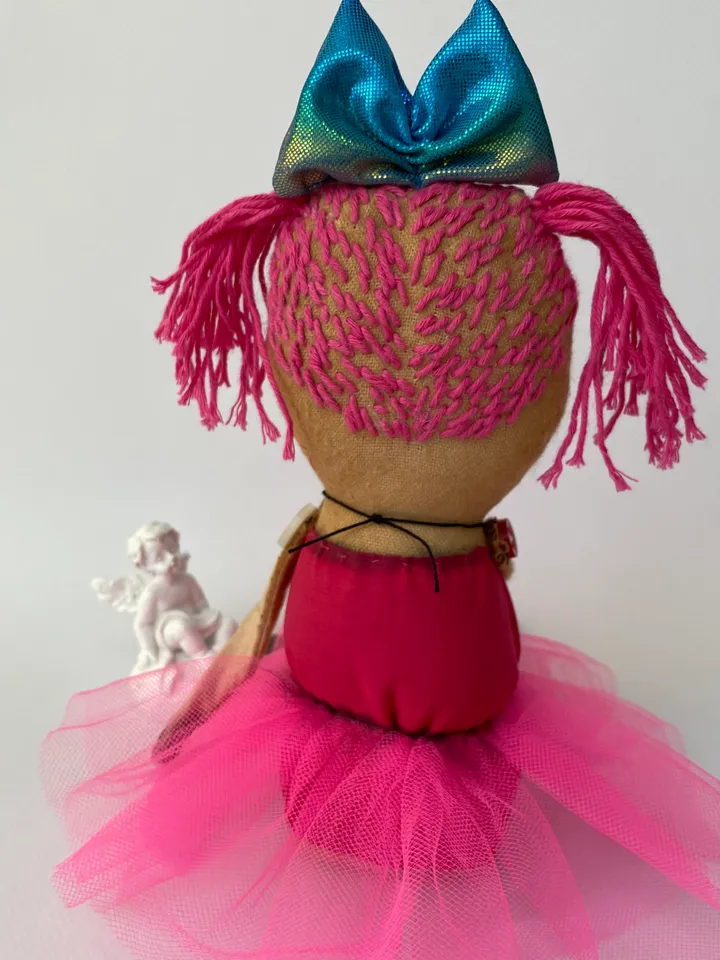 Pink Gothic doll . Halloween doll . Cute Creepy doll .