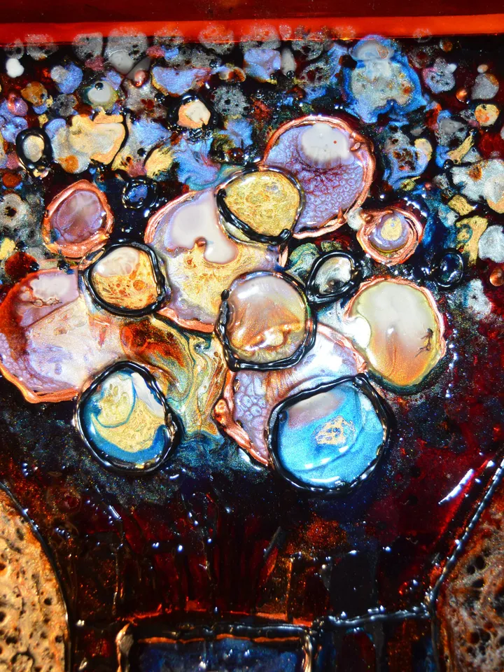 Flowers in a vase suncatcher, flowers painting on glass ,fantasy glass painting, double side painted glass panel, unique gift, home decor