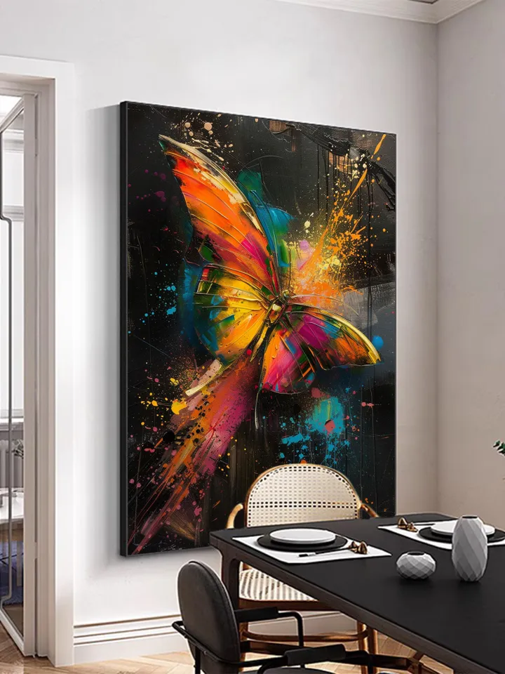 Original Colorful Butterfly Oil Painting On Canvas, Large Wall Art, Abstract Animals Painting, Living Room Wall Decor, Custom Painting