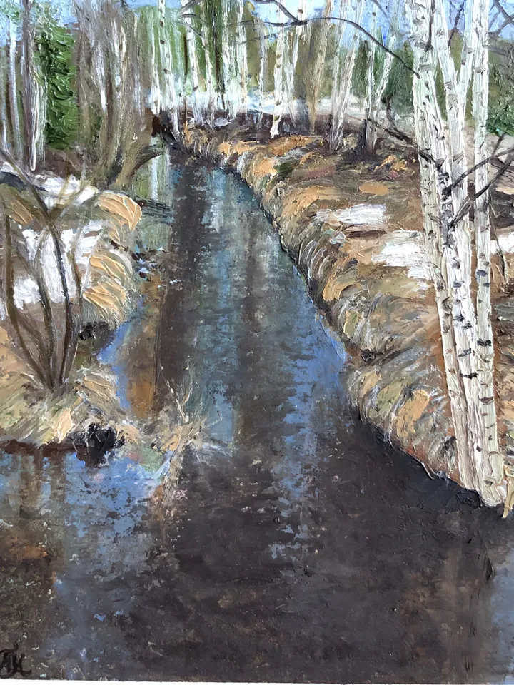 Spring forest landscape original oil painting hand painted modern painting wall art 6x9 inches