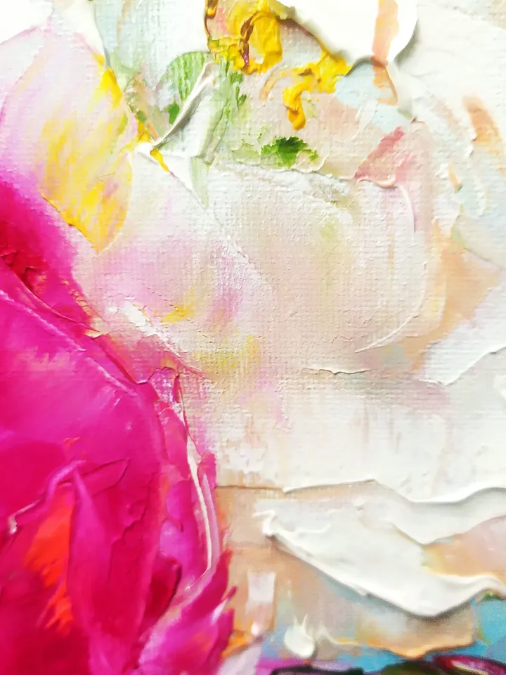 Peony Painting Flower Original Art Impasto Painting 16 x 20 Floral Wall Art Peonies In Vase Oil Painting Canvas Artwork by ArtProkopaloSv