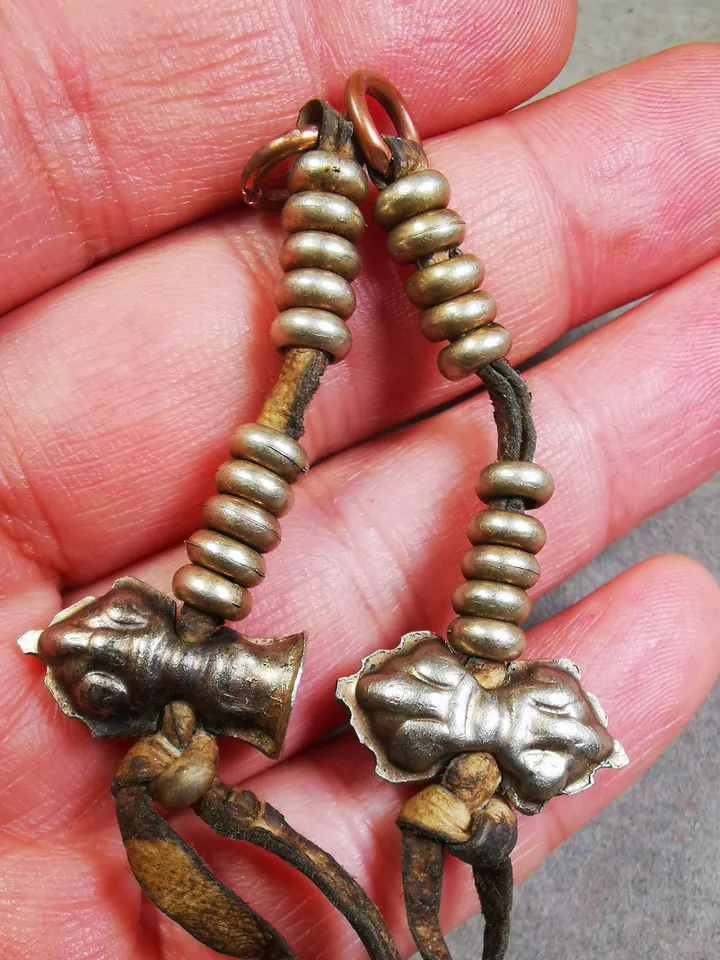 Gandhanra Antique Tibetan Buddhist Mala Counters,Prayer Bead Counters with Dorje and Vajra  Pendant,Made of White Copper