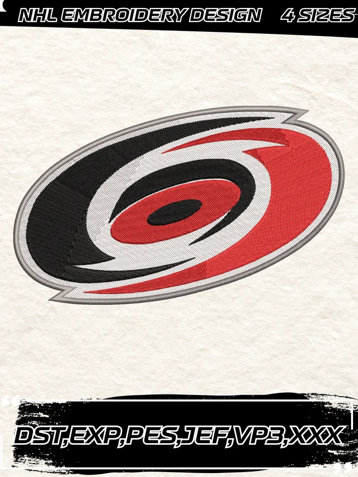 Carolina Hurricanes Logos Embroidery Designs,NHL Logo Embroidery Files, Machine Embroidery Design File, 4 Sizes,Digital Download