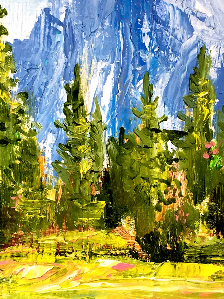 Yosemite National Park Original Oil painting National Park California Landscape Original Art 7 by 5
