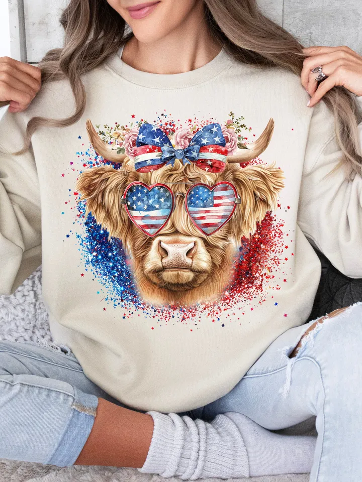 Western America Highland Cow png, America png, 4th Of july png, Western sublimation, American Flag Png, Usa png, America Designs, Freedom