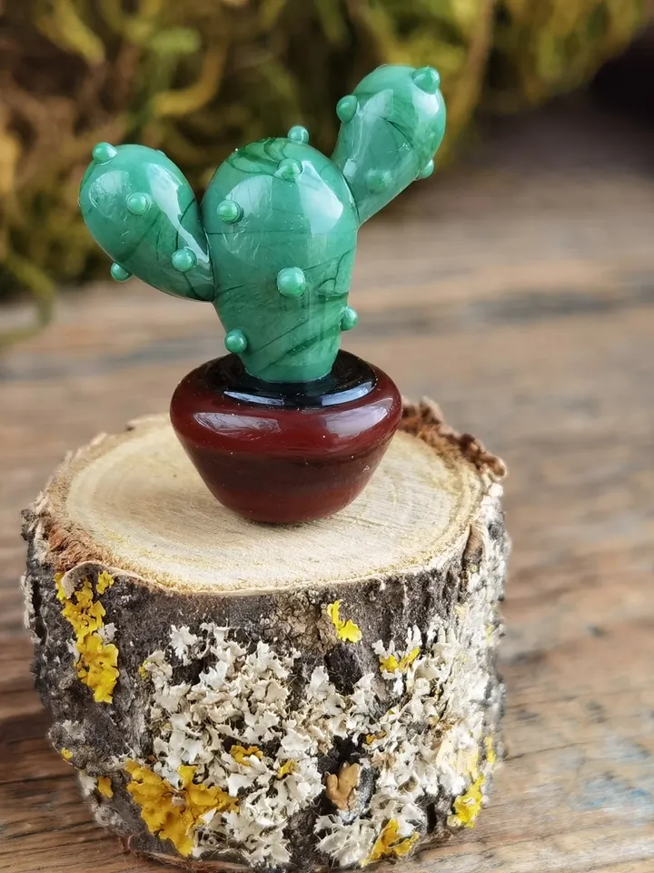 GLASS FIGURINES Cactus figurine Tiny cactus miniature cactus Blown glass art cactus ornaments Aquarium decor Cacti Succulent Dollhouse decor