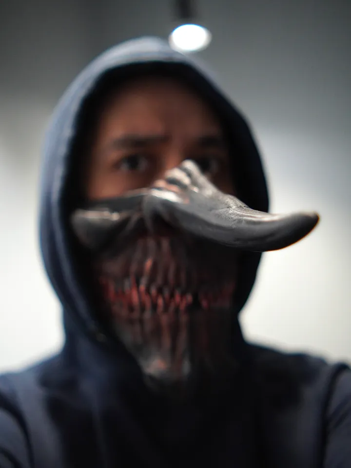 Pinocchio Mask  Long Nose Scary with Teeth Bloody Pinokkio Devil mask