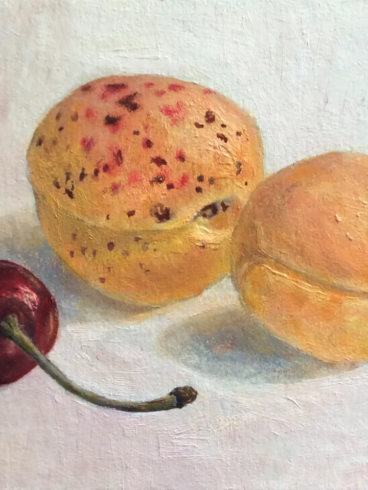 "Apricots with cherry" artwork oil painting original wall art stilllife fruit picture