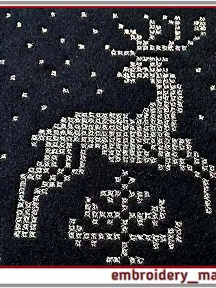 Deer French cross stitch Machine embroidery design
