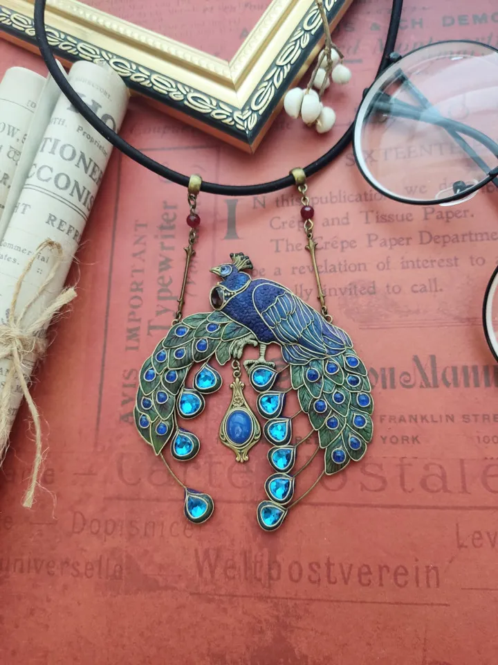 Peacock necklace Art nouveau