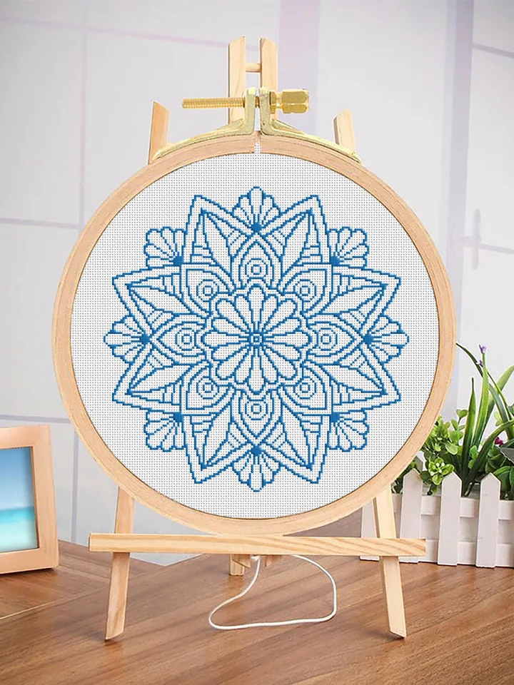 Flower mandala cross stitch pattern download PDF Floral mandala digital Beginner stitch Monochrome cross stitch Mandala ornament chart #M15
