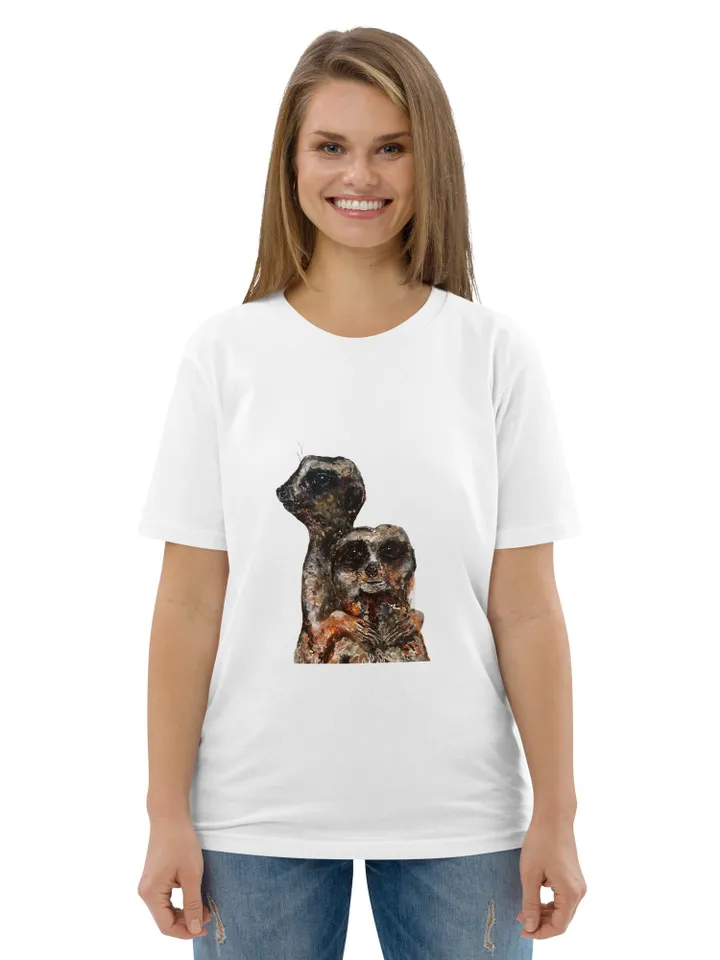 Meerkats couple Unisex organic cotton t-shirt