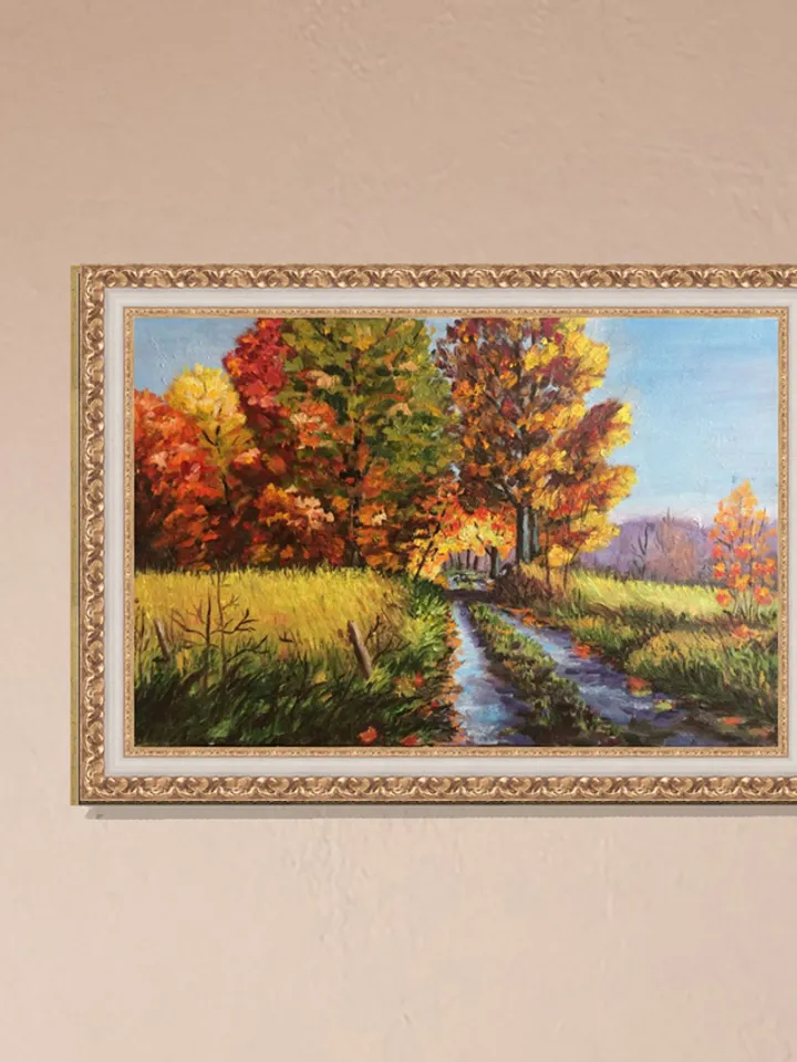 Golden Autumn Painting, Original Vermont Oil Painting on Canvas, Fall Trees Wall Art