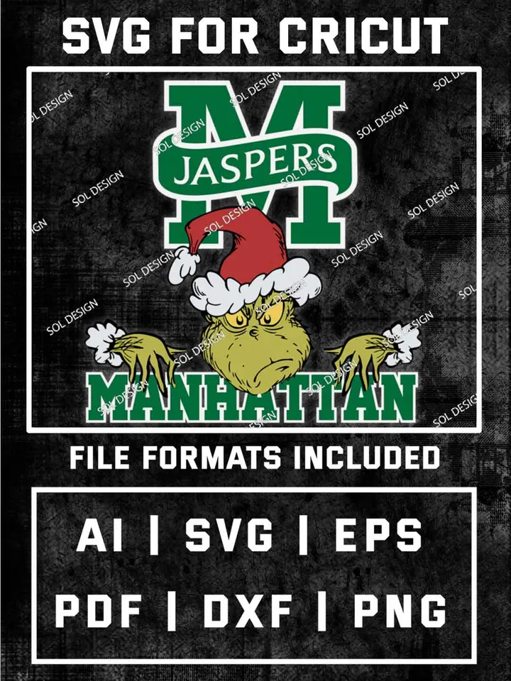 Grinch Manhattan Jaspers SVG, NCAA College Team SVG Design, NCAA Manhattan Jaspers SVG, NCAA Manhattan Team Cricut, Christmas Svg, Grinch svg, Digital Download