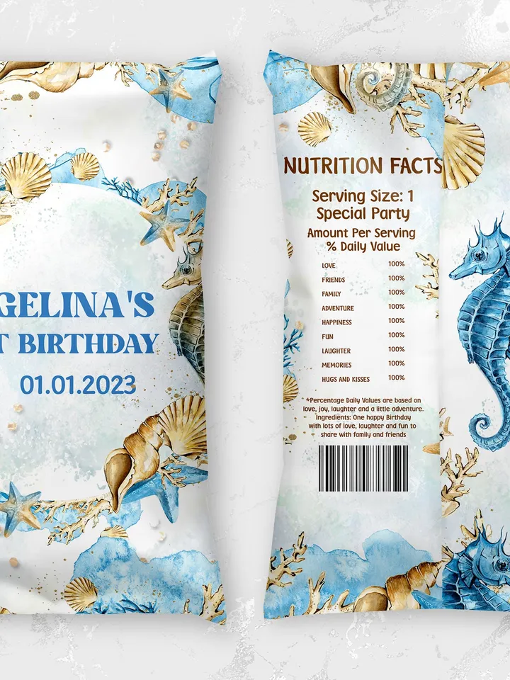 Editable Chips Label ONEder the Sea First Birthday Label; Under the Sea Party; Ocean Party Birthday Template Instant Download; SE1