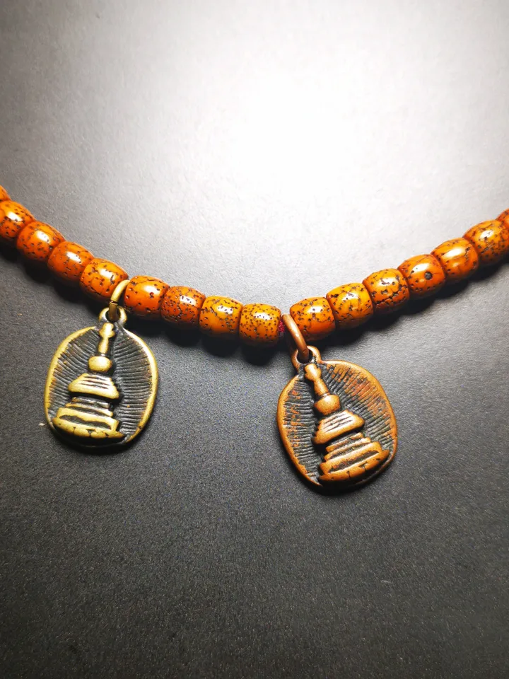 Gandhanra Handmade Mala Counter Pendant,Stupa, Pagoda, Prayer Beads Accessories,Made of Brass
