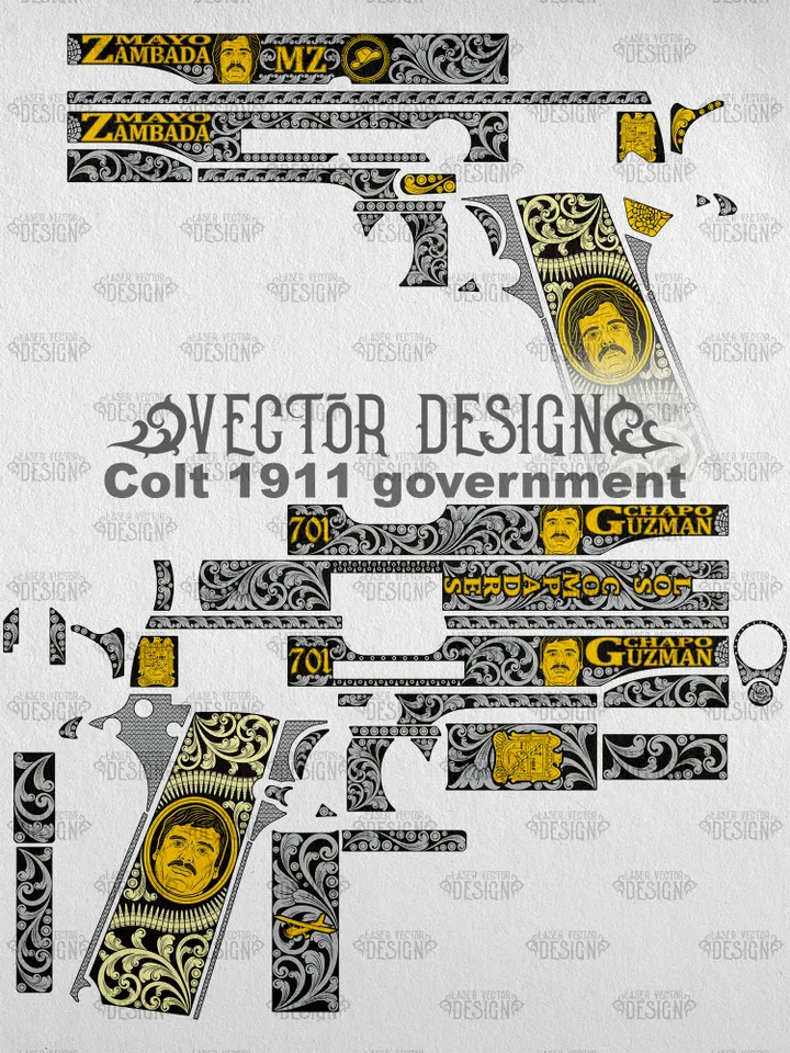 VECTOR DESIGN Colt 1911 government Zambada and Guzman