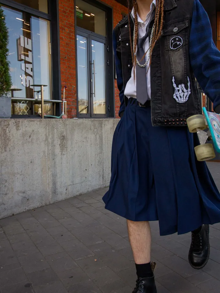 Men's "School Mood" asymmetrical pleated skirt \ Men's skirt \ kilt