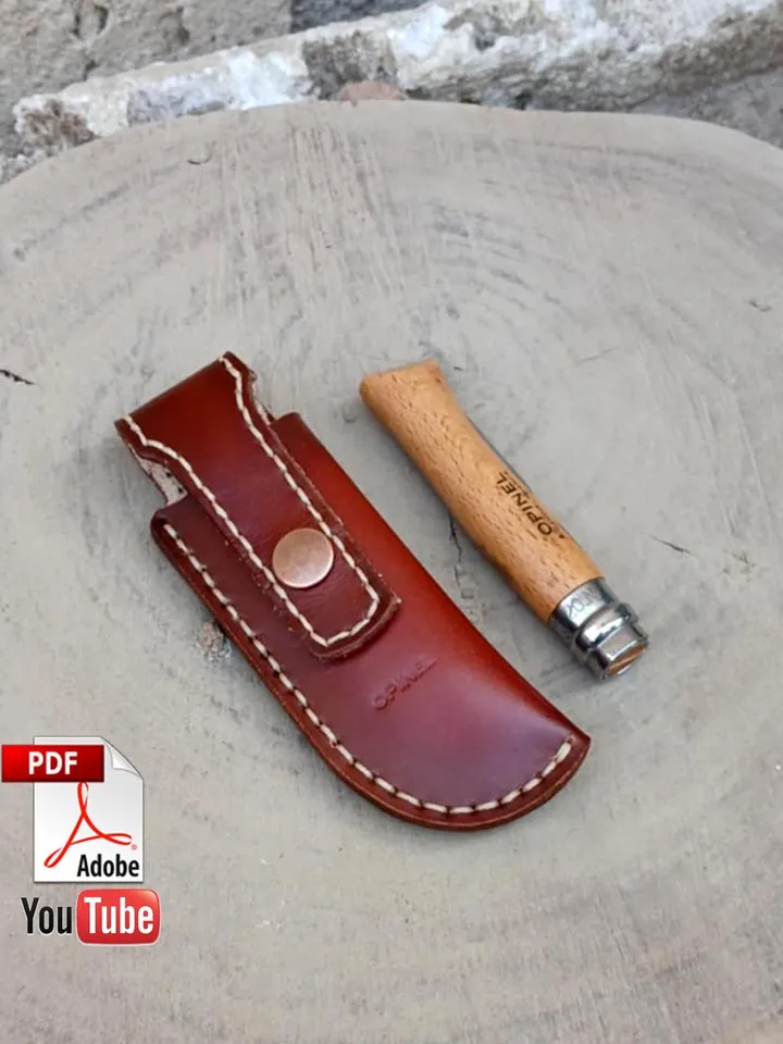 Leather Case for Opinel 7 8 knife, Knife Sheath for Opinel, PDF leather sheath, Belt Pouch holster, PATTERN, Handmade, easy and simple