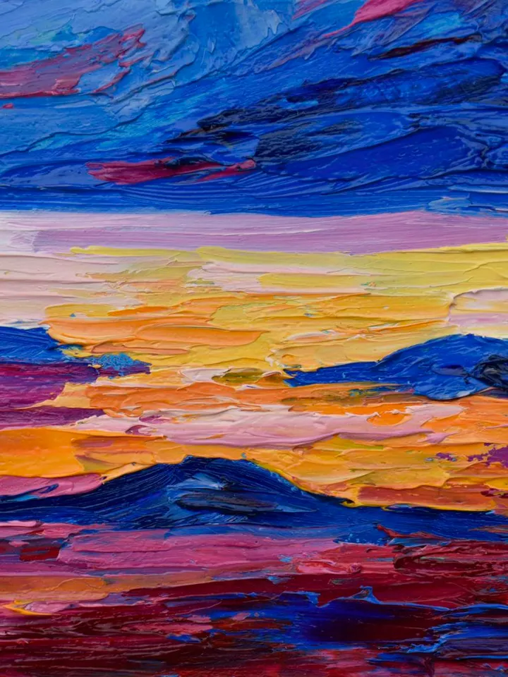 Hawaii Painting Coastal Original art 7 by 7 inches Seascape painting Colorful Sunset art
