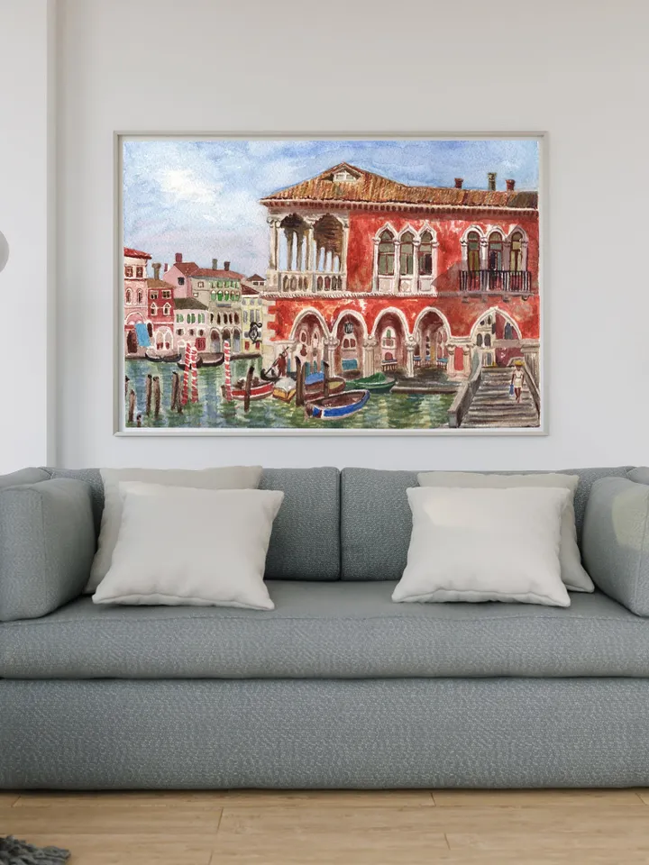Venice Wall Art Handmade Print Venetian Landscape Travel Painting Venice Canal Italy Art Italian Art Work Watercolor Landscape Travel Art