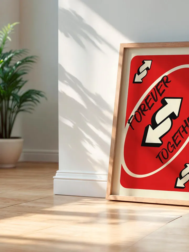Forever Together play Reverse Card Wall Art Funny Meme Poster Digital Download Red Black Typography Pop Culture Print Game Room Meme Decor