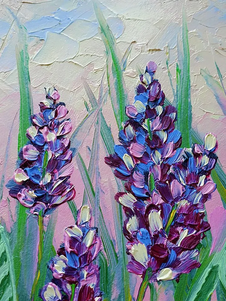 Bluebonnet Painting Butterfly Original Art Floral Wall Art Small Oil Painting