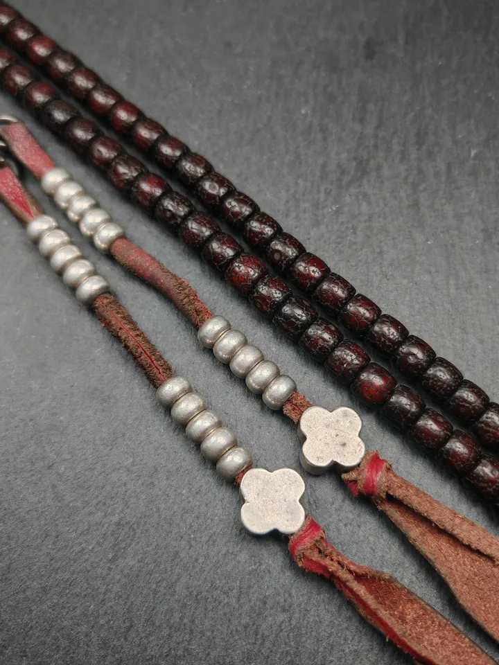 Authentic 8mm Tibetan Buddhist Prayer Bead Counters for 8-16mm Mala,with Gesang Flower Pendant,Made of Sterling Sliver,Decades Old