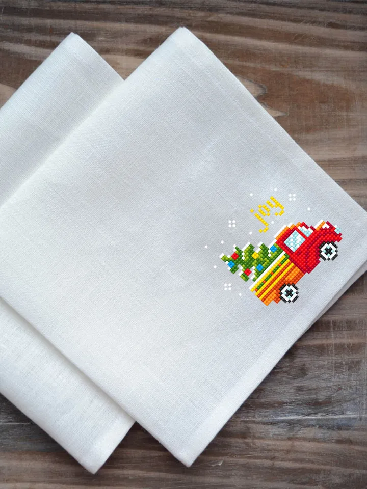 Small Christmas cross stitch pattern download PDF Vintage red truck cross stitch chart Tiny Christmas pattern digital Kids embroidery #N48