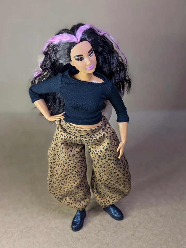 Handmade leopard printed hippie pants for 1/6 scale fashion female dolls