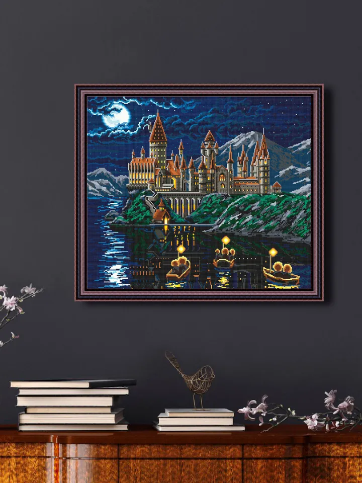 Wizard school cross stitch pattern digital PDF Magic kingdom cross stitch Magic castle xstitch chart Fantasy castle instant download PDF #C5