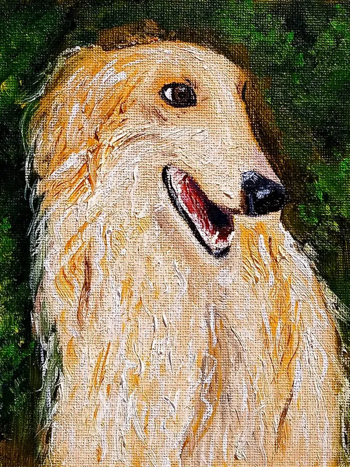 Portrait of a dog Image of a hunting dog Original Oil painting Miniature 6 x6 in