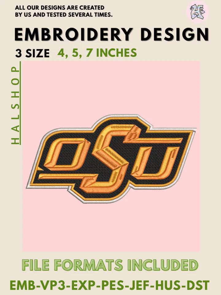 NCAA Oklahoma State Cowboys Embroidery Design | OSU Cowboys Logo | Machine Embroidery File | Digital Download