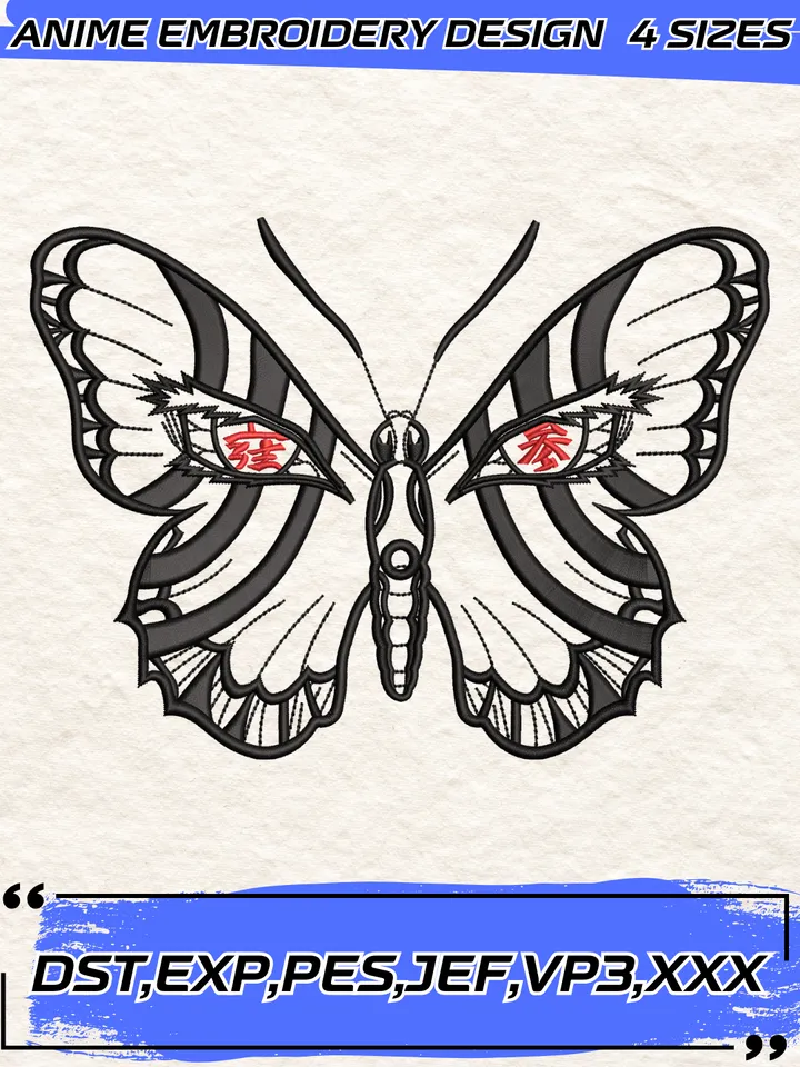 Demon Slayed Akaza Embroidery Design, Demon Slayer Machine Embroidery Pattern,4 Sizes,Instant Download