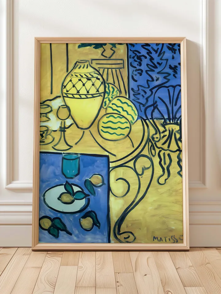 Henri Matisse Print, Yellow Interior Still Life Artwork, Modern Abstract Wall Art, Iconic Matisse Style Home Decor, trendy Download, HMS6