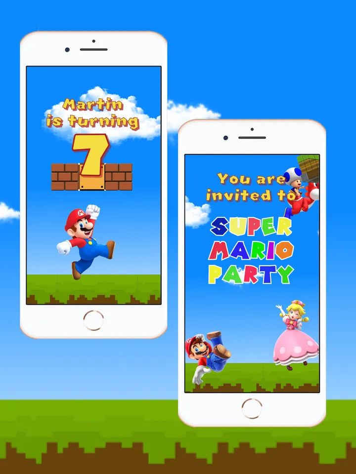 Super Mario Video Invitation Personalized For you, Animated Invitation, Birthday Invitation, Kids Invitation