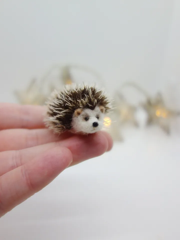 Button the hedgehog, miniature needle felted animal, made to order