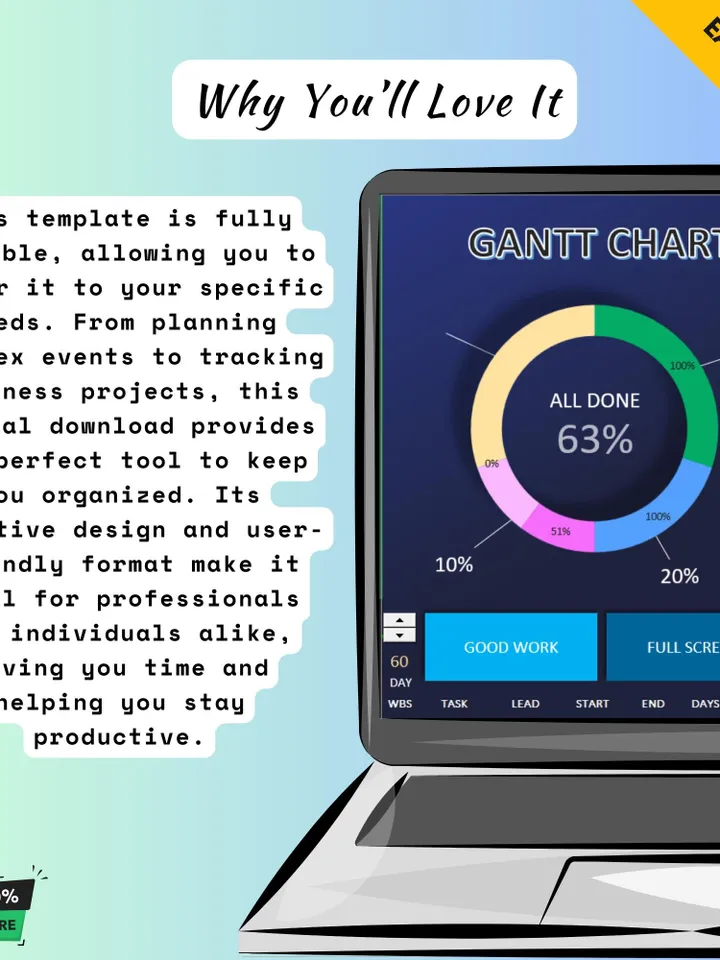 Gantt Chart Excel Template - Multiple Project Planning Templates for Task Management & Timeline Tracking - Digital Download