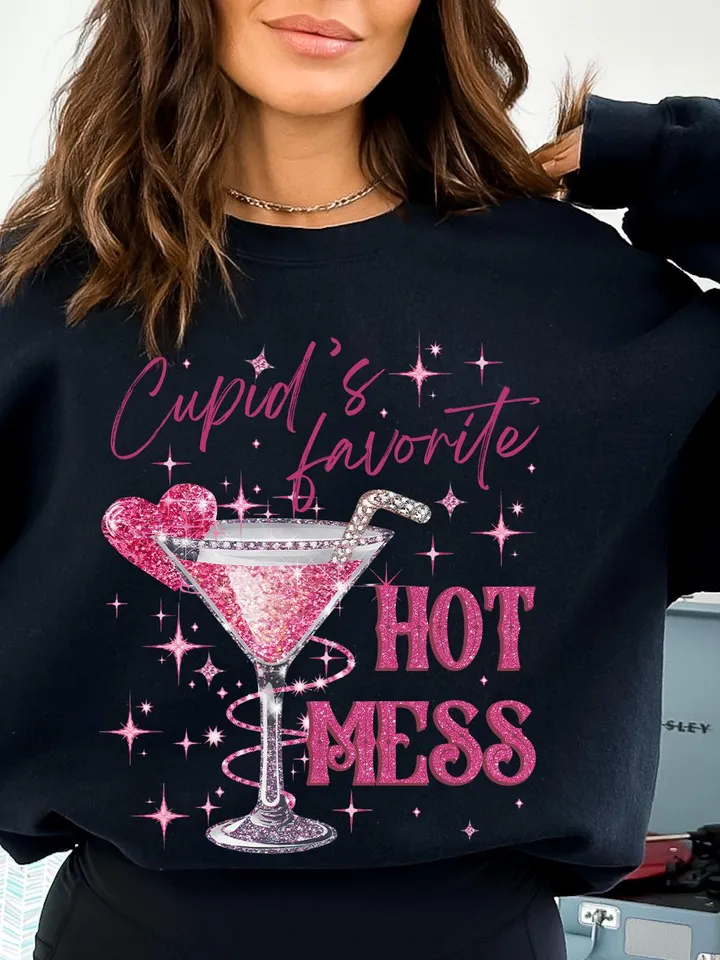 Cupid's Hot Mess PNG, Glitter Valentines Martini Png, Valentine Drink T Shirt Png, Margarita Vday png, Glitter Cupid, Love Heart Digital