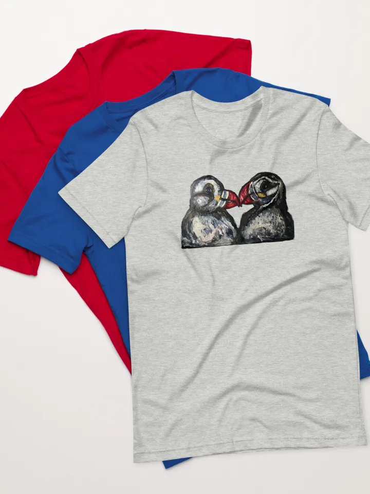 Puffins in love Unisex t-shirt,funny animals shirts,love gift t shirt,humor t shirts,animals painting,puffins in love t shirt,unique t shirt
