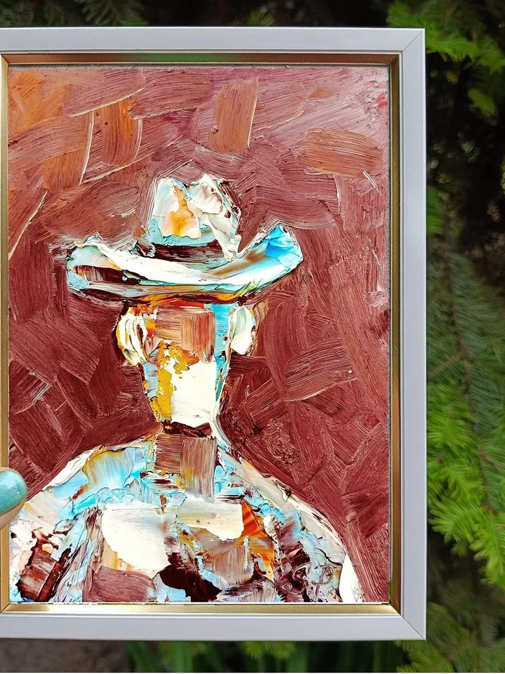 Abstract Portrait Of A Man Gay Body Painting Original Oil Painting Standing Person Portrait Painted oil painting Modern Surrealism Art 7x5