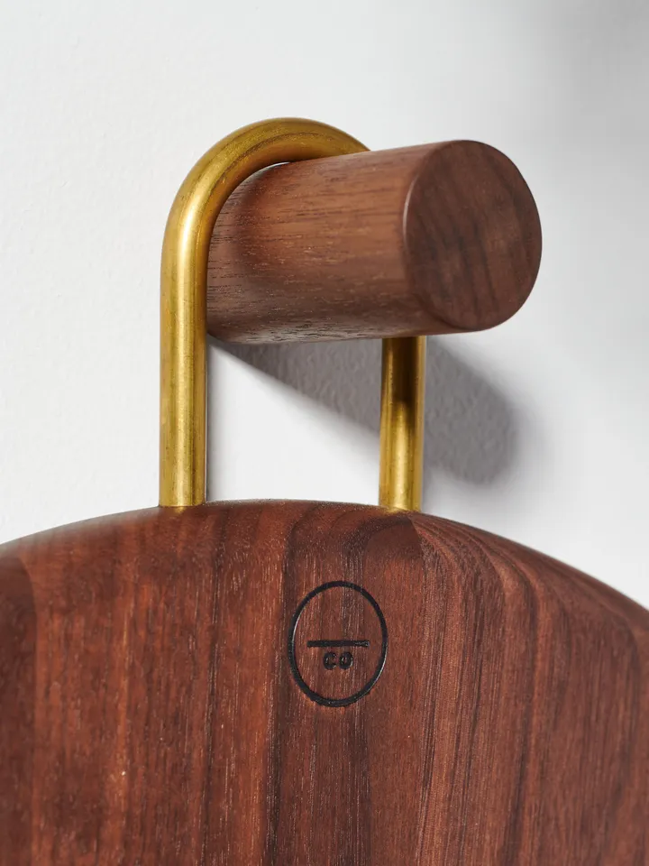Walnut and Brass Cutting Board - Curvy round and smooth shape