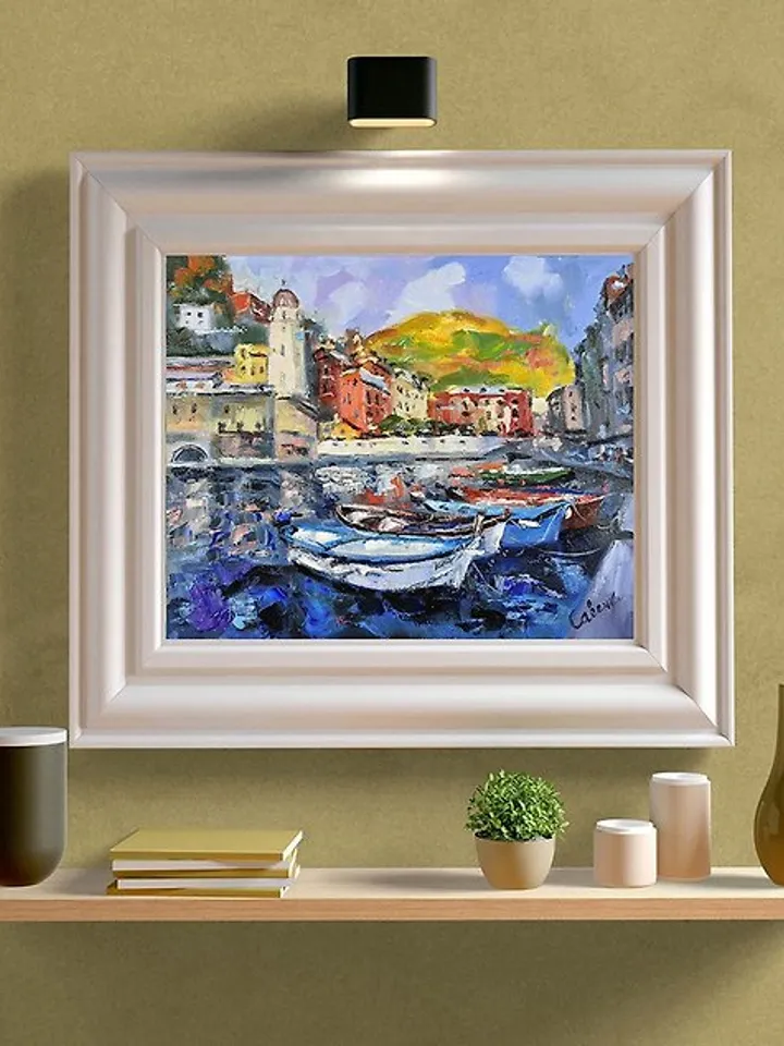 Italy Painting Italian Landscape Original Artwork Cinque Terre Impressionism