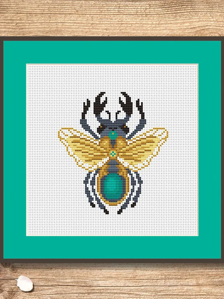 The Beetle Cross Stitch Pattern, Summer Cross Stitch, Embroidery Beetle, Insect Cross Stitch Pattern, Modern Cross Stitch Pattern #anm011
