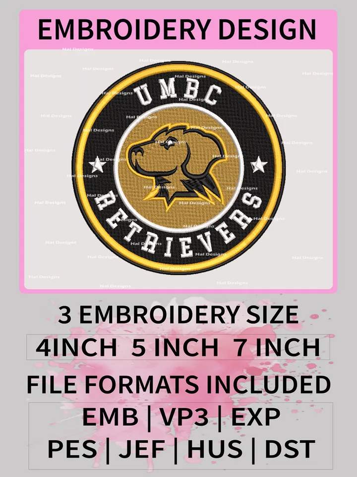 NCAA UMBC Retrievers Embroidery File, 3 Sizes, 6 Formats, NCAA Machine Embroidery Design, NCAA Logo, NCAA Teams