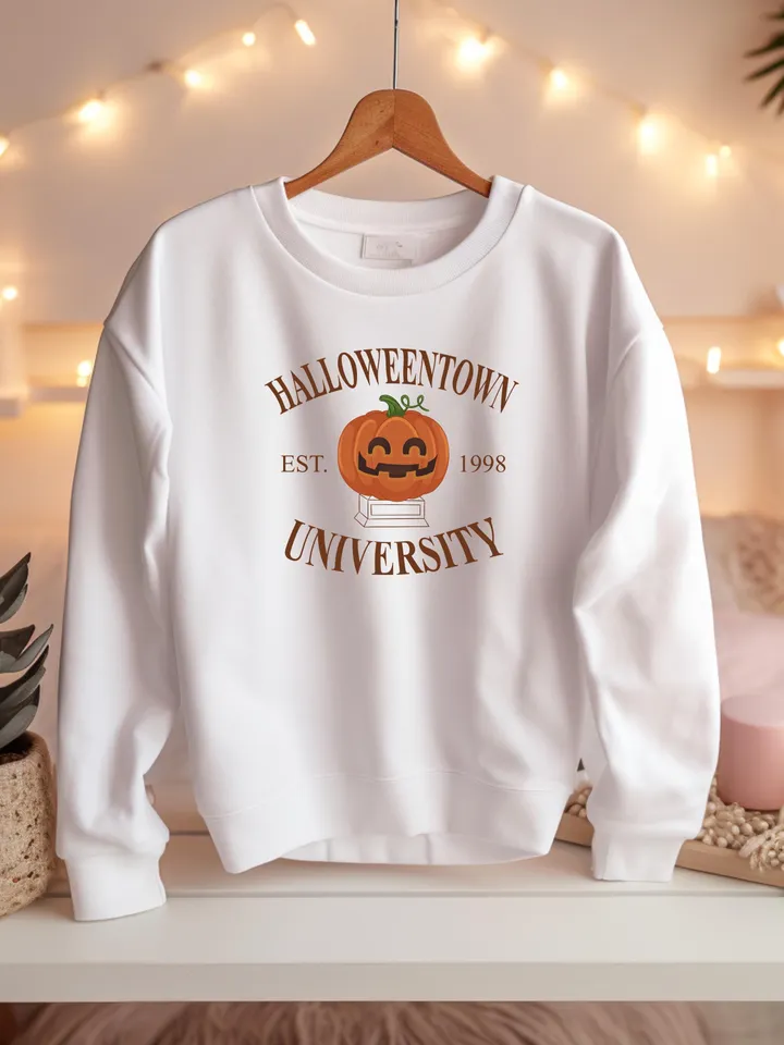 Дизайн сублимации на Хэллоуин, клипарт PNG на Хэллоуин, клипарт HalloweenTown, дизайн университета на Хэллоуин, дизайн футболки на Хэллоуин