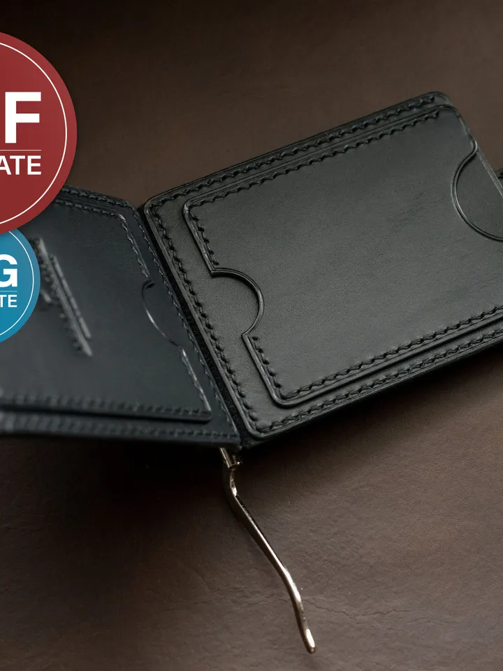 Leather Money Clip Wallet Pattern: Flap Wallet Template (PDF, SVG)