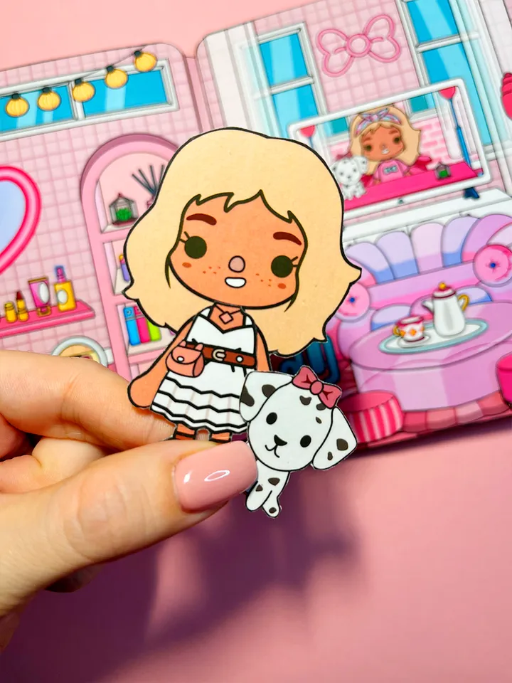 Paper house with furniture for doll Toca Boca