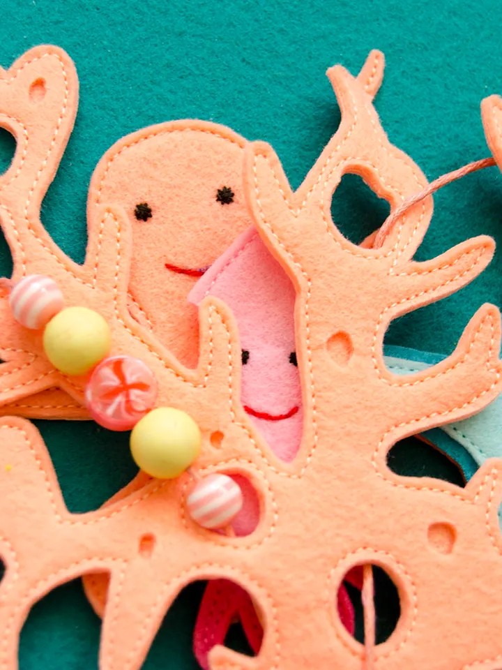 Coral, Quiet book page, Under the sea, Pattern and Tutorial, SVG files