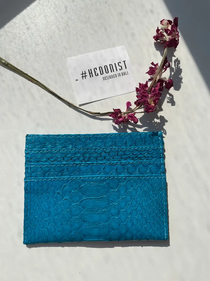 Genuine python skin creditcards holder | business cads holder dark green colour unisex wallet small | gift idea exotic python skin leather